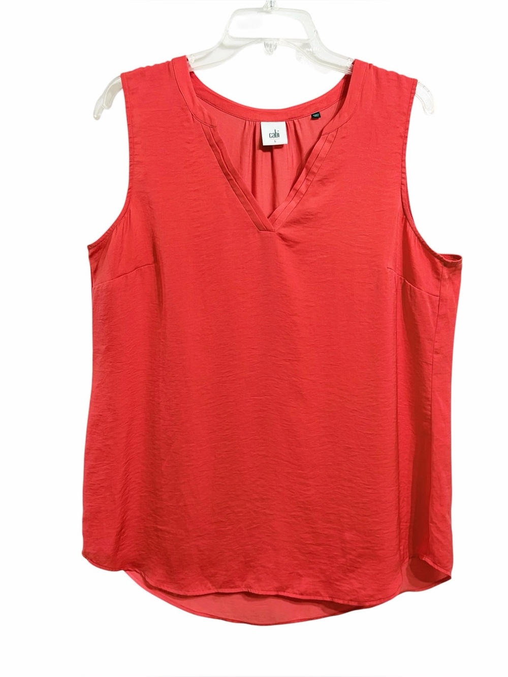 Cabi Rose #5364 Silky Tank Top Womens L Hibiscus Red Resortwear European Summer